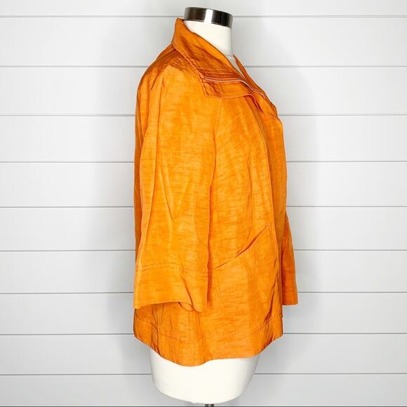 Lafayette 148 NY Linen Blend Collared Full Zip Jacket Orange Size 4 - Picture 5 of 8